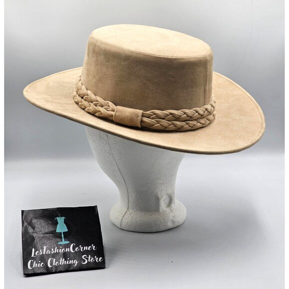 Anthropologie ASN Cordobes Hat Light Tan Faux Suede Braided Boho One Size 3232 - Picture 4 of 14